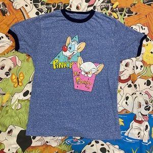 Pinky and the brain ringer graphic tee shirt